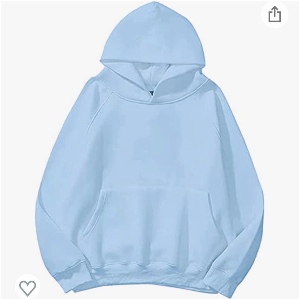 Amazon Light Blue Basic Fleece Loose Hoodie